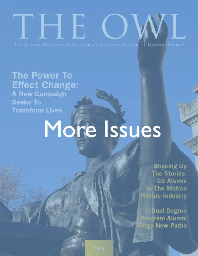 Cover of the 2021 issue of The Owl magazine, overlaid with the words "More Issues"