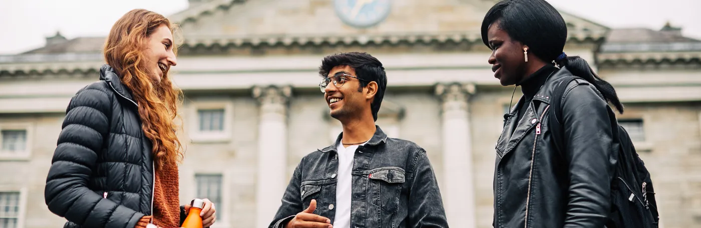 Three students on Trinity College Dublin's campus