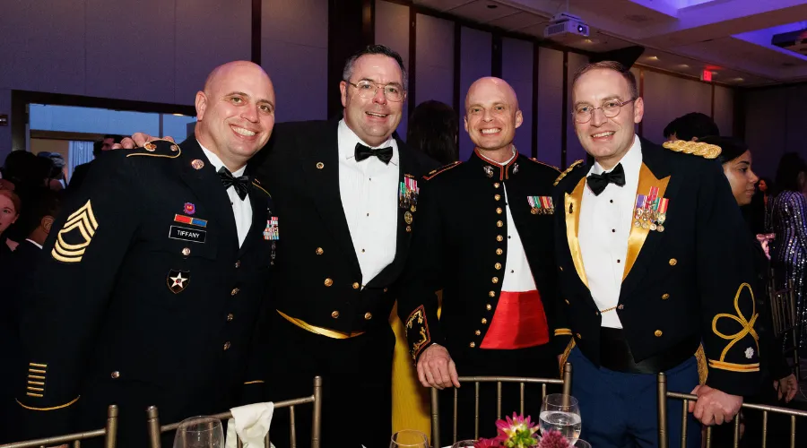 Four attendees at the Columbia University military ball