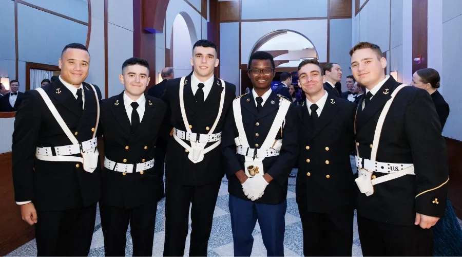 Six attendees at the Columbia University military ball